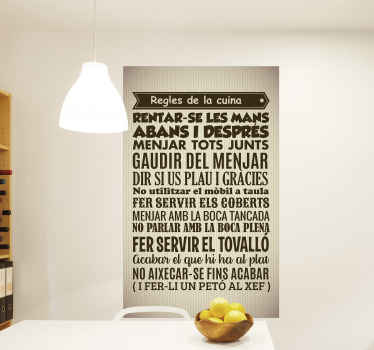 Vinilo normas de la casa cocina catalán - TenVinilo