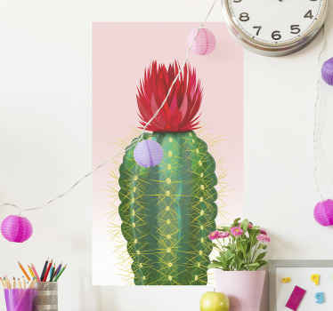 Cactus with Blooming Flower wall sticker - TenStickers