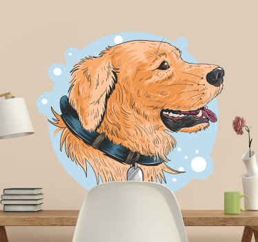 Vinilo mascota golden retriever feliz - TenVinilo