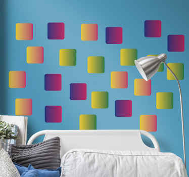 Naklejka na ścianę Tęczowe kwadraty - TenStickers