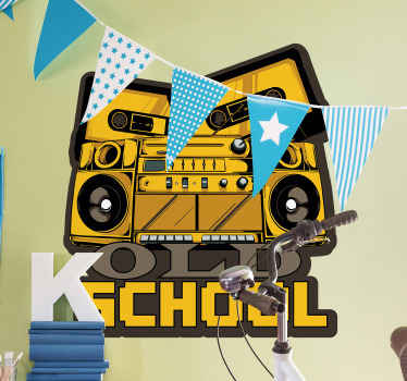 Adesivo murale musica sistema audio retrò - TenStickers
