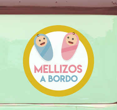 Pegatina bebé a bordo de gemelos - TenVinilo