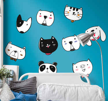Wandtattoo Haustier entzückende kreaturengesichter - TenStickers