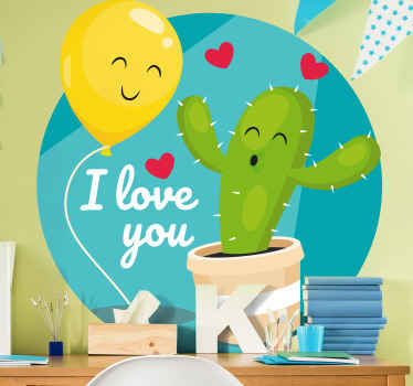 Sticker nature ballon cactus joyeux - TenStickers