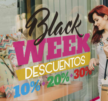 Vinilo frase Black Week Descuentos Colores - TenVinilo