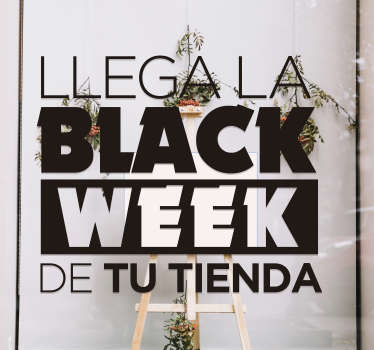 Vinilo frase llega black week para escaparte - TenVinilo
