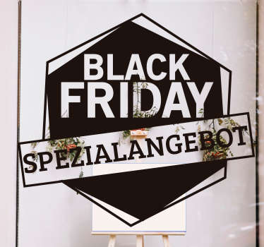 Kaufen sie unser einfach aufzutragendes shop-front-Aufkleber für black friday-verkäufe auf geometrischem hintergrund mit dem text "black friday-sonderangebot".
