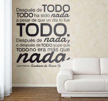 Vinilo decorativo poema José Hierro - TenVinilo