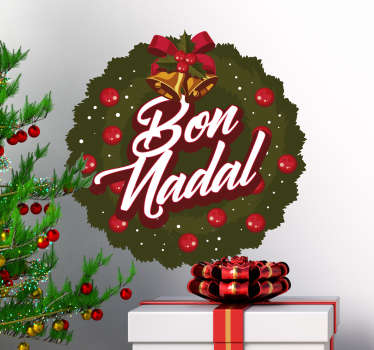 Pegatinas de navidad corona navideña Bon Nadal - TenVinilo