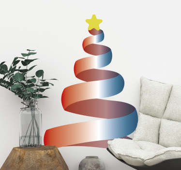 Vinilo pared árbol Navidad de cinta - TenVinilo