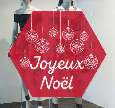 Sticker Noël vitrine hexagone avec flocons - TenStickers