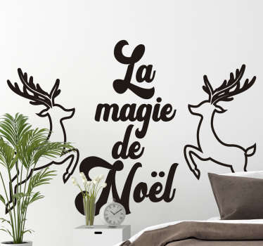 Sticker Noel dessin cerfs - TenStickers