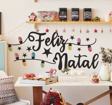 Autocolantes de Natal Luzes Feliz Natal - TenStickers