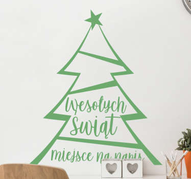 Naklejka świąteczna choinka z napisem - TenStickers