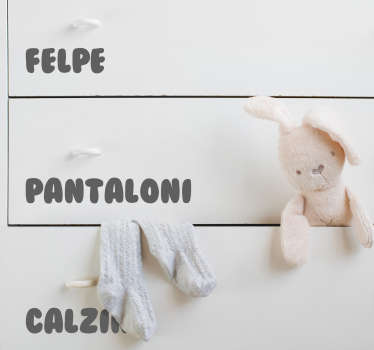 Scritta adesiva divisori cassetti - TenStickers