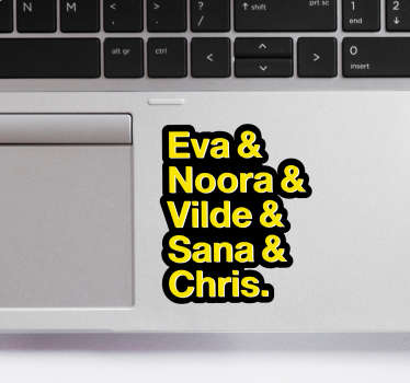 Personalisert med navn tekst klistremerke - Tenstickers