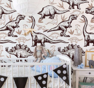 Dinozaurų iliustracijos sienos paveiksliukas - „Tenstickers“