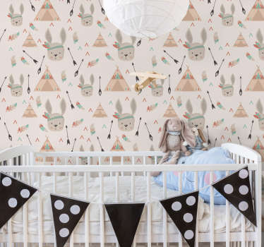 Konijnenstampatroon muursticker kinderkamer - TenStickers