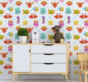 Vinilo animal de granja coloridas criaturas del océano - TenVinilo