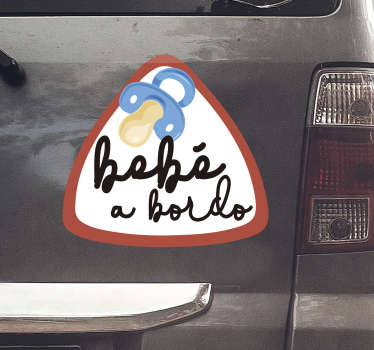 Pegatina bebé a bordo con chupete - TenVinilo