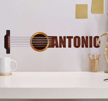 Vinilo pared de guitarra española con nombre - TenVinilo