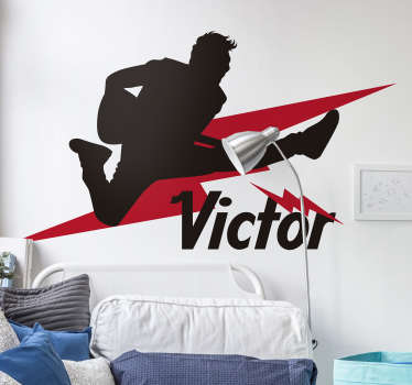 Vinilo pared rock silueta cantante con nombre - TenVinilo