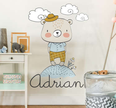 Customizable bear in the field wall sticker - TenStickers