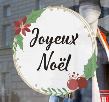 Sticker vitrine Noël biscuit houx festif simple - TenStickers