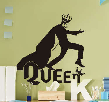 Koristeellinen ja helppo asentaa pop-taiteilijan seinämaalausteksti freddie-elohopean henkilölle tekstillä 'kuningatar' 'ja sinulla voi olla se mitä tahansa väriä.