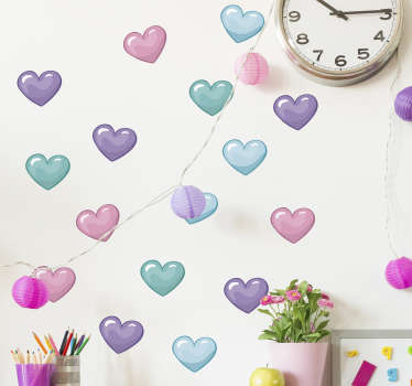 Pack of hearts love sticker - TenStickers