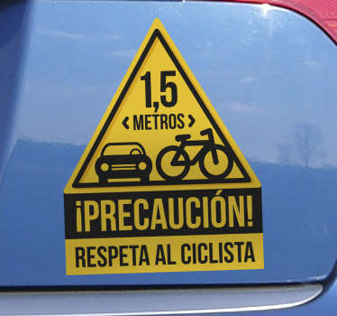 Vinilo precaución ciclista distancia seguridad - TenVinilo