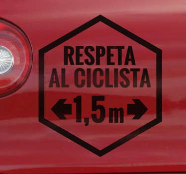 Vinilo frase respeta al ciclista 1.5 m - TenVinilo