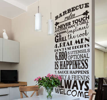 Funny BBQ rules text sticker - TenStickers