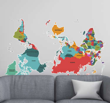 Upside down world map sticker - TenStickers