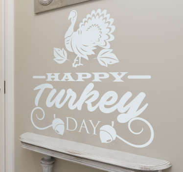Happy turkey day Thanksgiving sticker - TenStickers