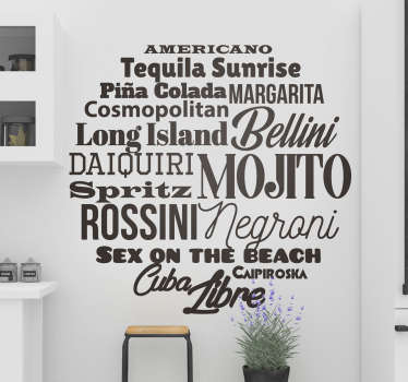 Stiloso sticker moderno con nomi cocktails - TenStickers