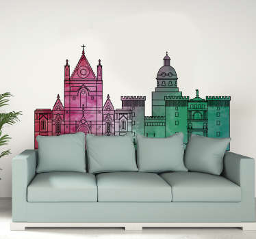 Colorato adesivo murale dello skyline di Napoli - TenStickers
