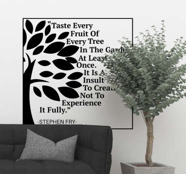 Stephen Fry quote tree wall sticker - TenStickers