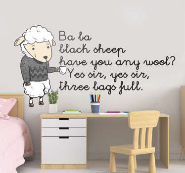 Ba ba black sheep nursery rhyme animal sticker - TenStickers