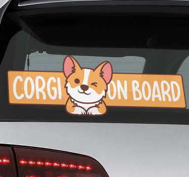 Corgi on board car sticker - TenStickers