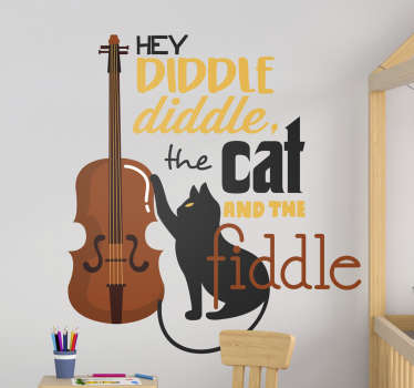 Hey diddle diddle nursery rhyme animal sticker - TenStickers