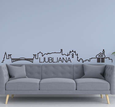 Ljubljana skyline line risba skyline decor - TenStickers