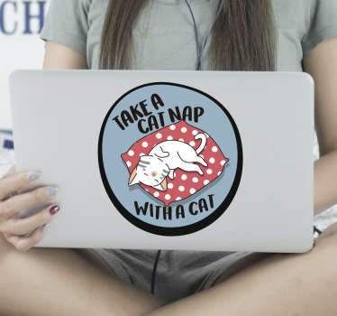 Take a cat nap with a cat laptop sticker - TenStickers