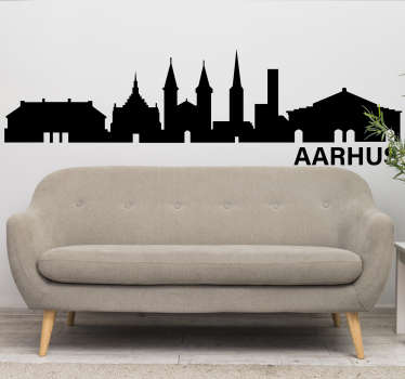 Aarhus skyline silhuet vægklistermærke - TenStickers