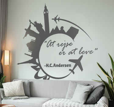 Wallsticker til stuen "At rejse er et levende tilbud" - TenStickers