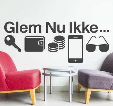 Glem ikke nu objekt vægklistermærke - TenStickers