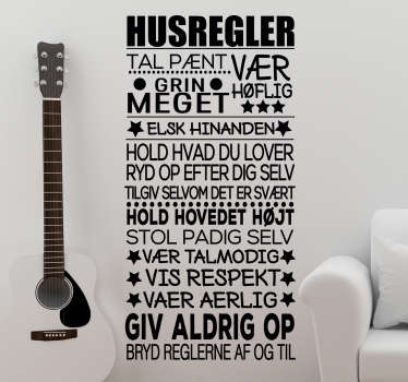 Husregler hjemmetekst vægklistermærke - TenStickers