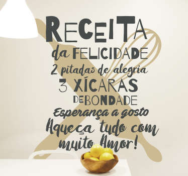 Autocolantes de casa Receita da Felicidade - TenStickers