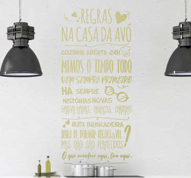 Autocolantes de texto Regras Na Casa Da Avó - TenStickers