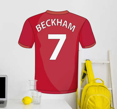 David Beckham football sport wall decal for your teens bedroom to feel happy. This is a design of Beckham's name and number 7 on a red jersey.